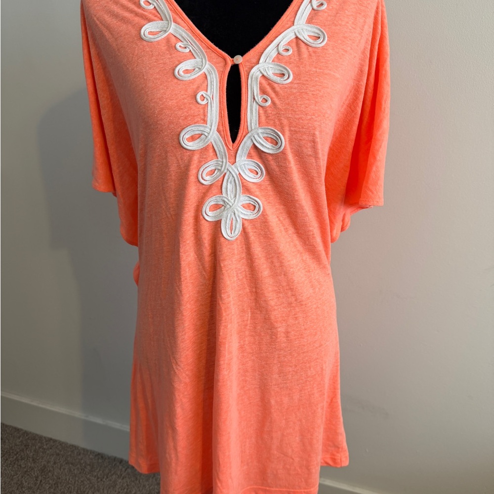 Lilly Pulitzer Orange Dress Cover-up Caftan Size Small